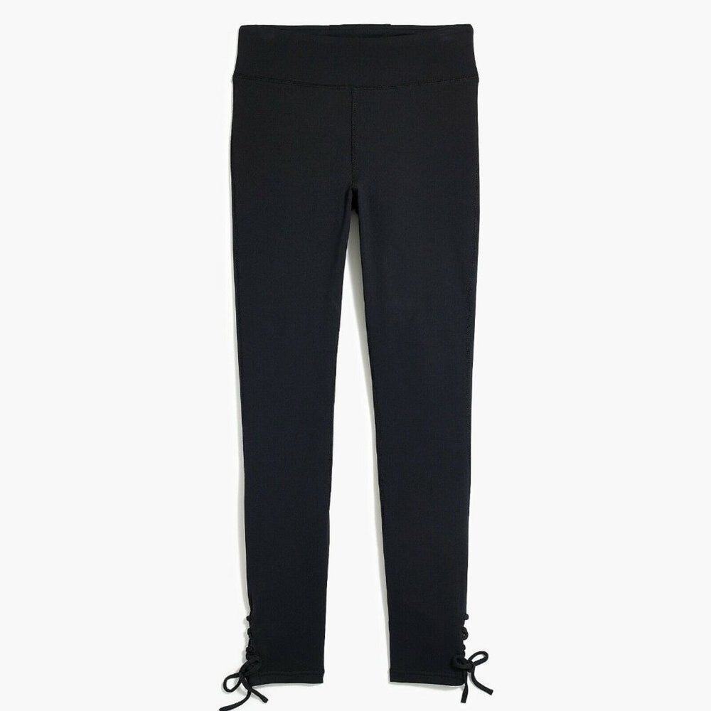J. Crew Mid Rise Tie Ankle Solid Black Athletic Fitness Yoga Pants Leggings Sz S